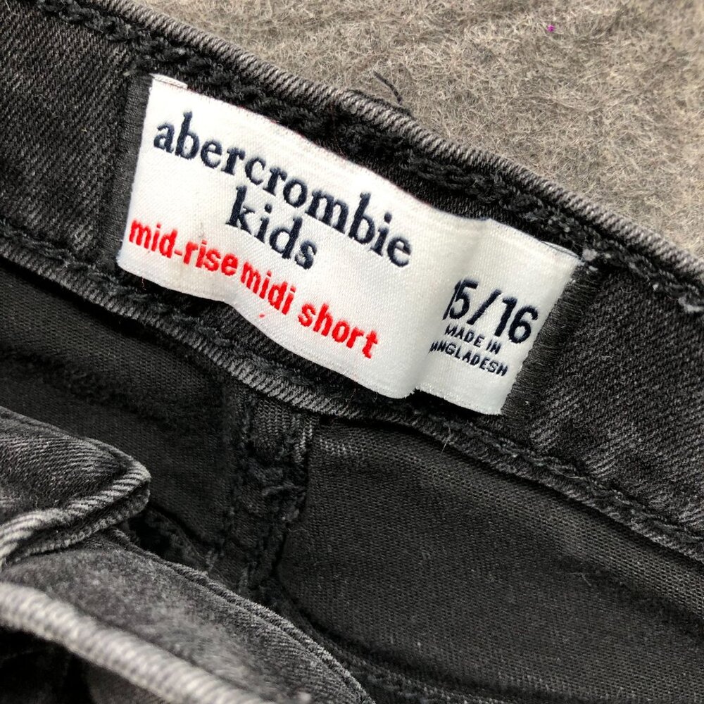 Abercrombie Kids Mid Rise Midi Short Girls Size 15/16 Black‎ Denim Jean Short - Picture 7 of 9